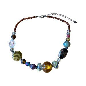 Lampwork Glass Beaded Necklace  15-18" Length N Brand